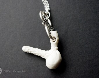 Necklace Magnolia 3, porcelain matt, 76 cm silver 925
