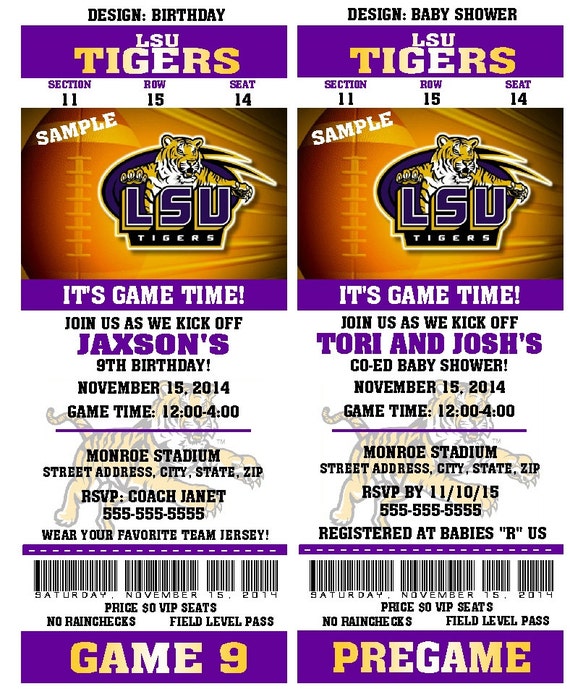 Lsu Birthday Invitations 2