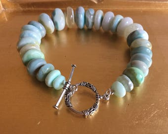 Bracelet of Peruvian blue opal stones, gift.