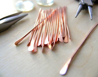 20 copper headpins - paddle headpins - jewellery making supplies - 2 inches long
