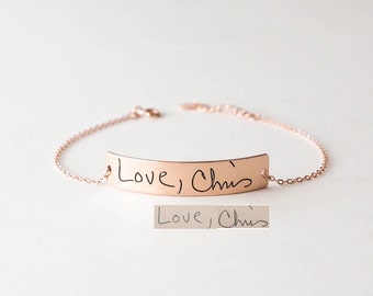 Actual Handwriting Bracelet • Engraved Signature Bracelet • Memorial Custom Handwriting • Personalized Keepsake Gift • Mother's Gifts • BM20