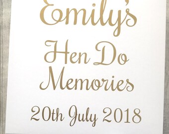 Personalised Name Hen Do Memories White Box with Ribbon Bow, Memory Box, Keepsake Box, Wedding Engagement, Present Gift, Love, Special