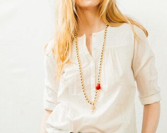 Multi Strand Bead Cream Crystal and Tassel Necklace, beaded Necklace, Cream Tassel Necklace, Tassel Jewelry, white necklace