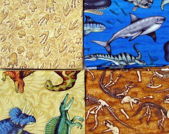 Jurassic Jungle Dinosaurs Fabric 4 Fat Quarter Bundle From Quilting Treasures 558