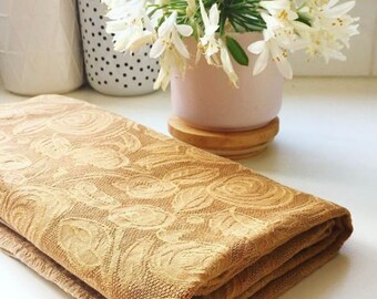 Caramel vintage linen Tablecloth