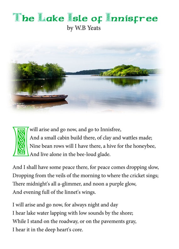 Items Similar To The Lake Isle Of Innisfree Poem By W.B. Yeats. Card 6. ...