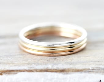Smooth stacking rings in sterling silver, gold filled or rose gold filled