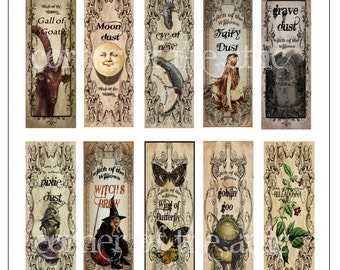 Whimsical potion bottle labels for Halloween! Digital download