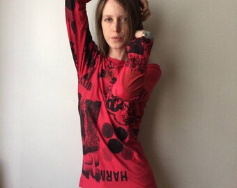 Red Why am I a Masochist? Long Sleeve Printed shirt One of a Kind