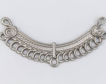 49mm Matte Silver Curved Collar Pendant with 21 Loops #MFB171