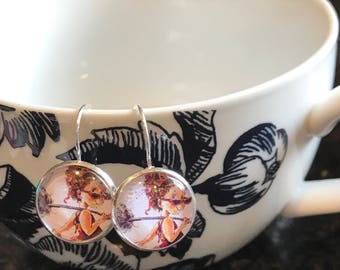 Fancy Nancy cabochon earrings- 16mm