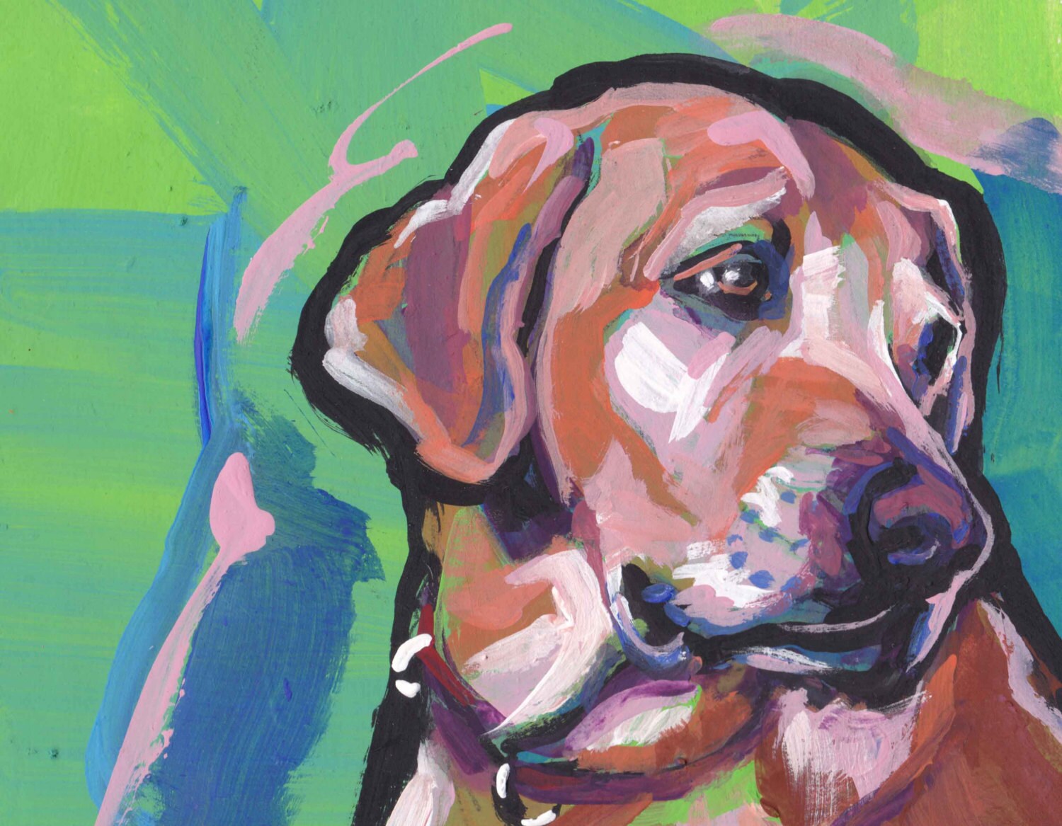 Labrador Retriever dog portrait art print of pop art yellow