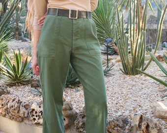 Vintage 26 27 28 29 30 31 32 33 34 Waist 60s 70s OG 107 Olive Green Army Pants | Vietnam Utility Fatigues Military Trouser see SIZE RUN