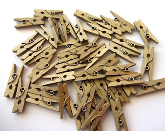 25 Mini Wood Clothespins Gold Mini Clothespin Mini Clothes Pins Wooden Mini Clothespins Small Gold Pegs Christmas Holidays