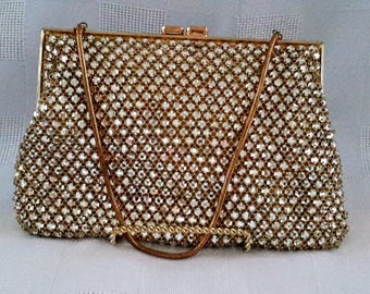 Vintage Rhinestone Evening Bag Purse c.1950