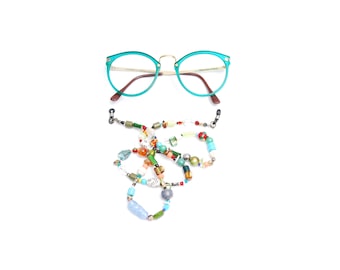 RandomJane short glasses chain colorful beaded hippie boho random style summer fashion accessory for kids, eye sun glasses made in Vienna