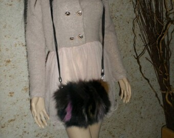 100% fox fur shoulder bag