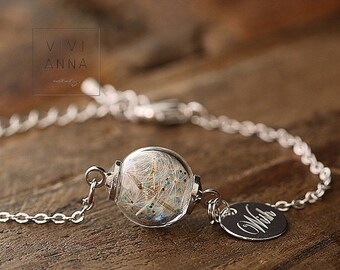 Wish bracelet with flower · Name bracelet · Personalized jewelry · Flower bracelet · Silver · Engraved bracelet · 116