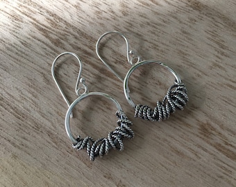 Circle Wire Earrings with Twisted Wire Detail
