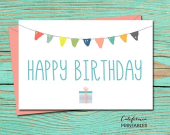 Happy Birthday PRINTABLE CARD, Happy Birthday Card, DIY Instant Download Card, Party Birthday Card, B-day Card, Birthday E-Card, E-Card 14