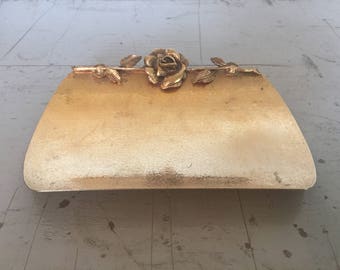 Beautiful Brass Ormolu Floral Rose Vanity Tray - Matson / Stylebuilt Hollywood Regency Style
