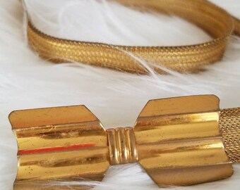 Gold Bowtie Belt, Metal Cinch Accent