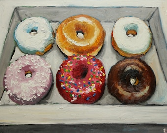 Print of Donuts 5 oil painting by Roz 18x24inch
