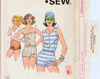 Womens Romper Pattern Sunsuit Pattern Short Shorts Pattern KWIK SEW 987 UNCUT Xs-xL Strapless Romper Short Jumpsuit Pattern Playsuit Pattern