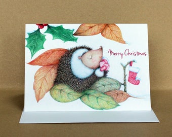 Sleepy Hedgehog Christmas Card