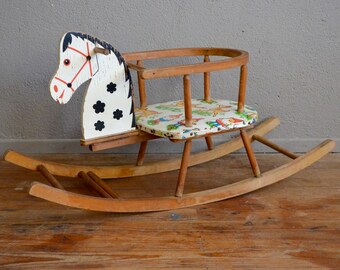 Rocking horse old vintage retro 50s antic rocking horse kid toy wooden toy birth gift birth present midcentury