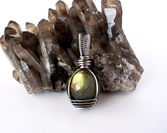 Labradorite Mini Crystal Ball Pendant ~ Handcrafted with Recycled Sterling Silver ~ Mystical Talisman ~ Magickal Spiritual Intuition Amulet