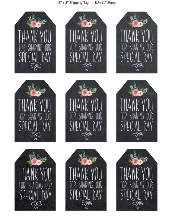 printable wedding favor tags thank you printable tags