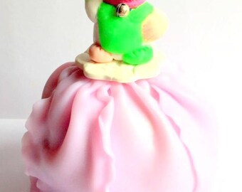Piggy bank custom made/hand/fimo/cardboard/figurine/miniature/maneki neko/pink/glitter/green/neon/idea gift/Christmas/lucky charm