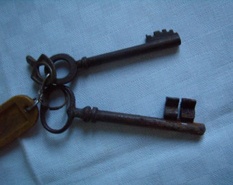 Skeleton key Antique French x 2, large key, about 1900