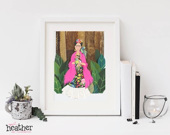 Frida Cut Paper Illustration, Papercut art, Frida Kahlo, Frida Art