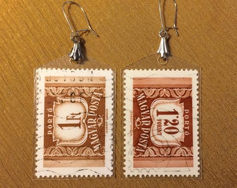Vintage postage stamp earrings