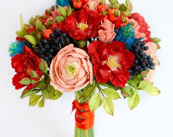 Bridal bouquet Clay Wedding bouquet Hand Alternative bouquet Clay bouquet Wedding flowers