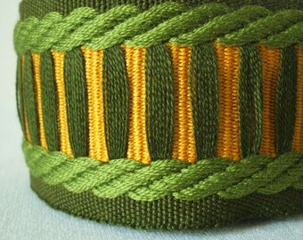 vintage woven fabric emerald twist trim 55mm wide 2 yards