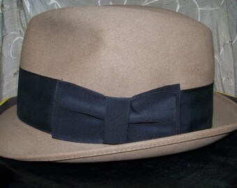 Fedora with black band. IN BOX!