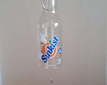Wind Chime, Bottle WindChime, Recycled Sunkist Bottle Wind Chime, Glass Bottle Wind Chime, Glass Chime Handmade, Garden Art