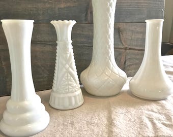 Milk Glass Bud Vase Instant Collection #2- 4 vases