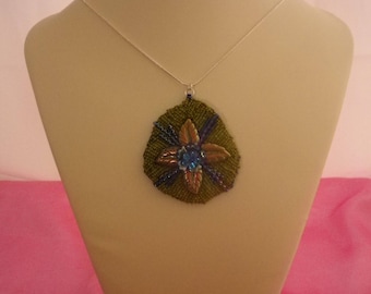 Woven Lotus Pendant on Sterling Silver Serpentine Chain