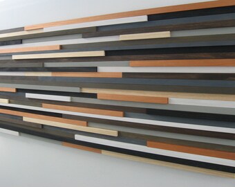 Abstract Wood Wall Art - Painted Wood Sculpture - Reclaimed Wood Wall Art