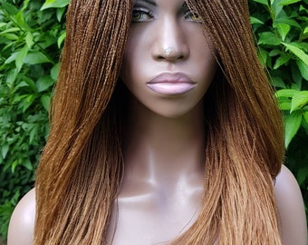 Micro Needle 'Million' Braid Wig with lace parting 16" and 20" (Black, Burgundy and Honey Blonde available)