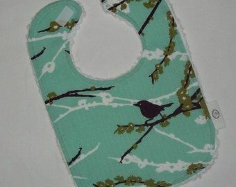 Plum Dewberry Sparrows and Chenille Boutique Bib - SALE