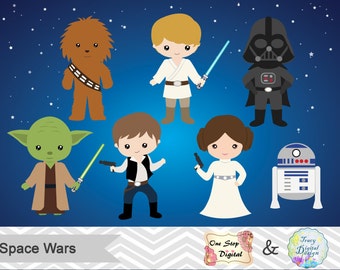 Instant Download Digital Star Wars Clipart, Digital Star Wars Clip Art, Star Wars Birthday Party, Star Wars Party Printable, 00178