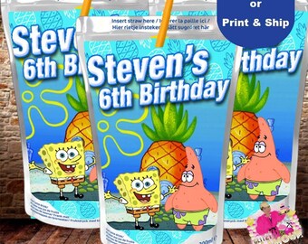 Spongebob Capri Sun, juice pouch, juice box, Spongebob party favor, birthday party-DIGITAL FILE ONLY