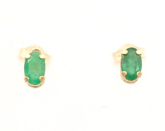 Emerald Earrings, 10K Gold (10ER226)