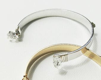 Silver cuff with Herkimer Diamonds
