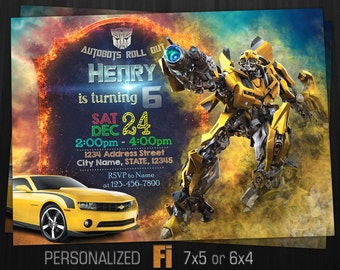 Transformers Invitation, Transformers Birthday Party, Bumblebee, Optimus Prime, Transphormers, Personalized, Printable, Digital File